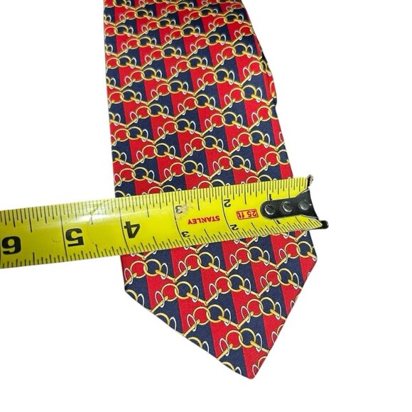 Vintage Paolo Gucci Tie 3.75x59" - Blue/Red/Gold - Italy - 100% Silk - Picture 7 of 7